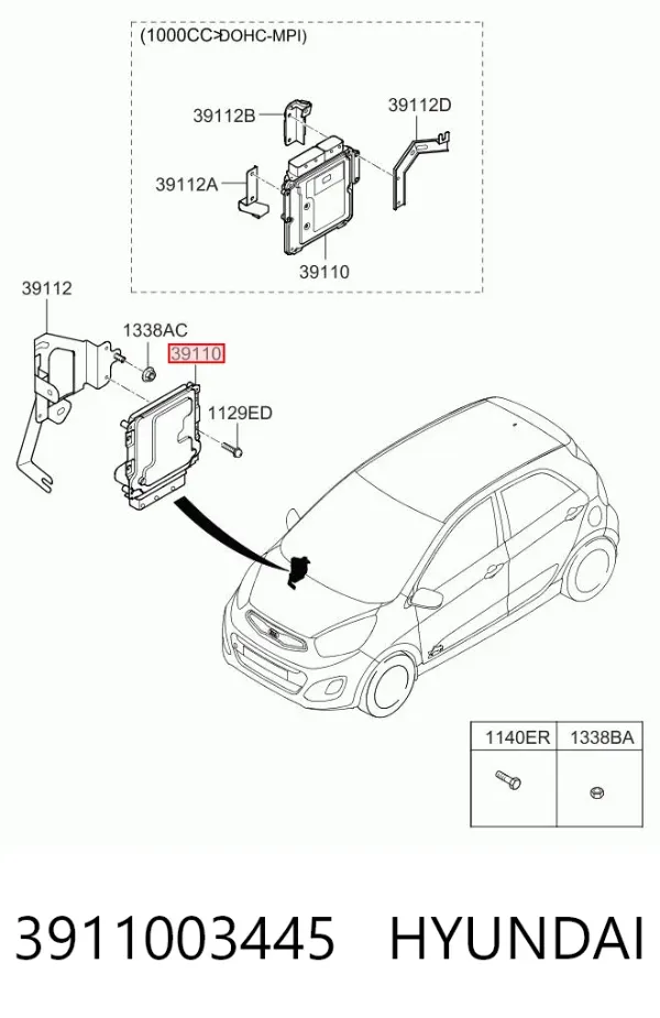 Módulo de direção (Centralina eletrônica) de motor KIA Picanto II