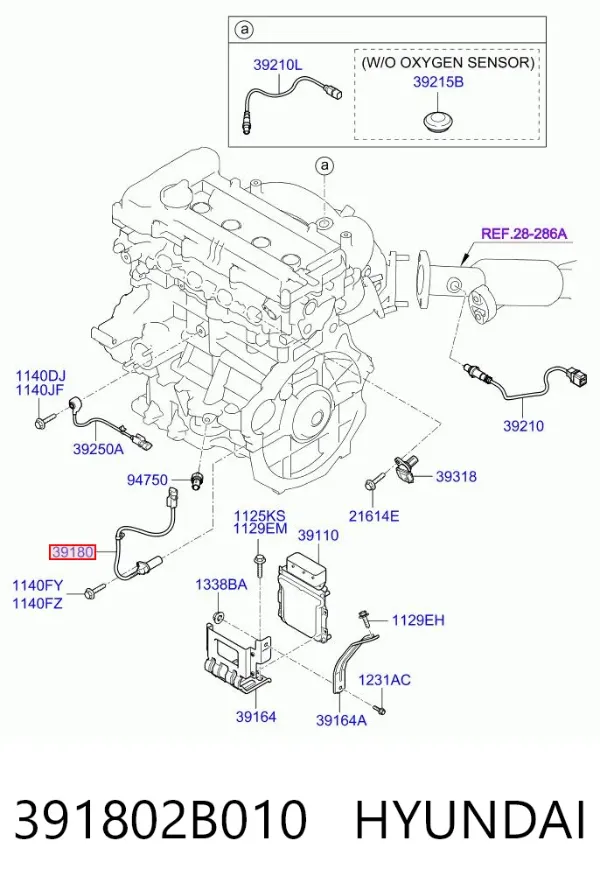 Sensor de posição (de revoluções) de cambota 391802B010 Hyundai/Kia