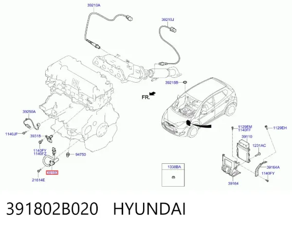 Sensor de posição (de revoluções) de cambota 391802B020 Hyundai/Kia