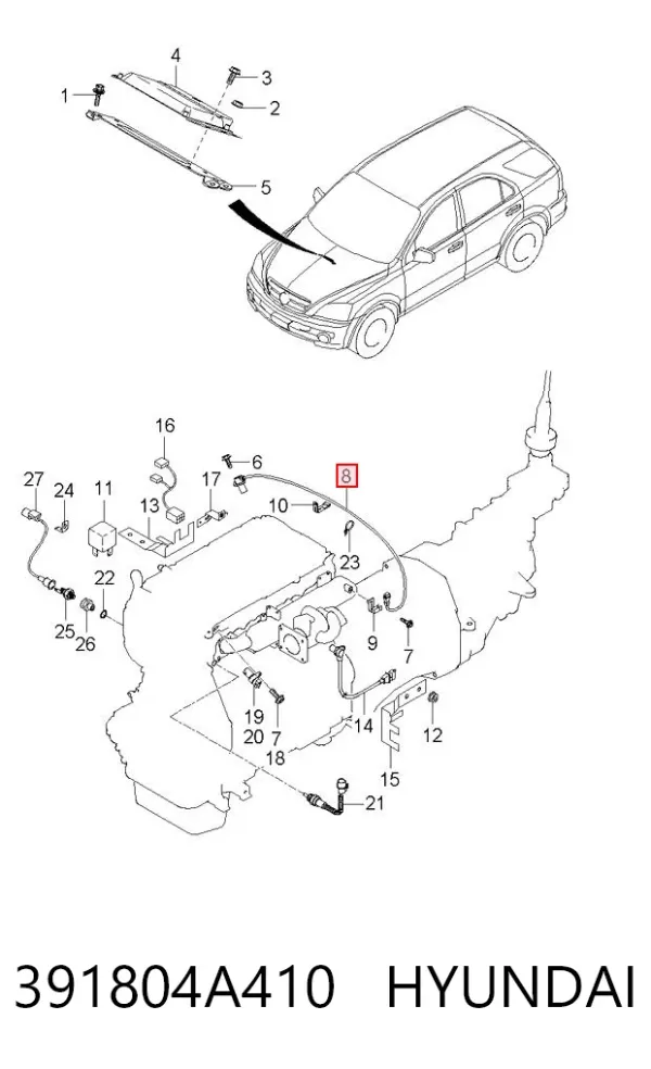 Sensor de posição (de revoluções) de cambota 391804A410 Hyundai/Kia