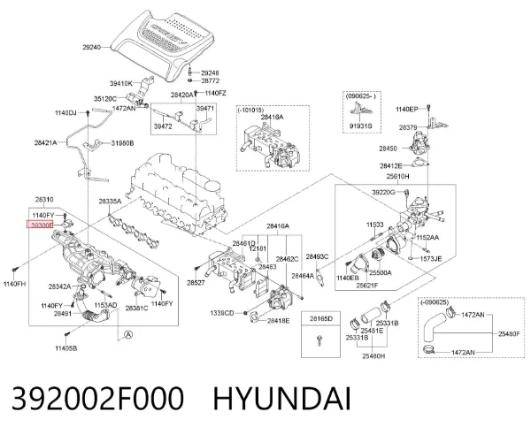 Sensor de pressão no coletor de admissão, MAP 392002F000 Hyundai/Kia