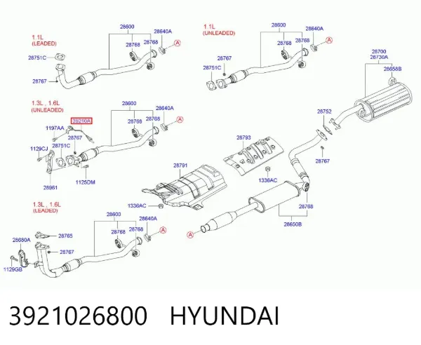 Sonda lambda, sensor de oxigênio depois de catalisador 3921026800 Hyundai/Kia