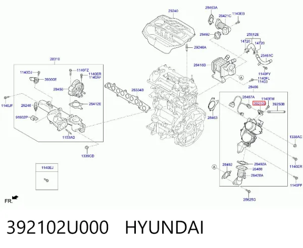Sensor de pressão no coletor de admissão, MAP 392102U000 Hyundai/Kia