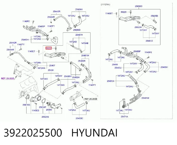 Sensor de temperatura do fluido de esfriamento 3922025500 Hyundai/Kia
