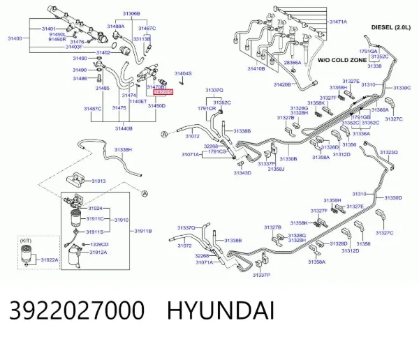 Sensor de temperatura de combustível 3922027000 Hyundai/Kia
