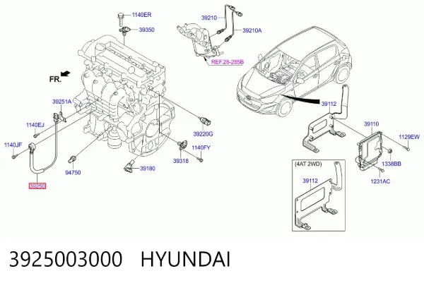 Sensor de detonação 3925003000 Hyundai/Kia