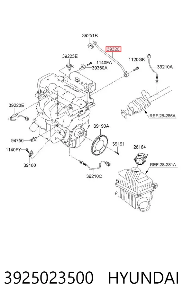 Sensor de detonação 3925023500 Hyundai/Kia