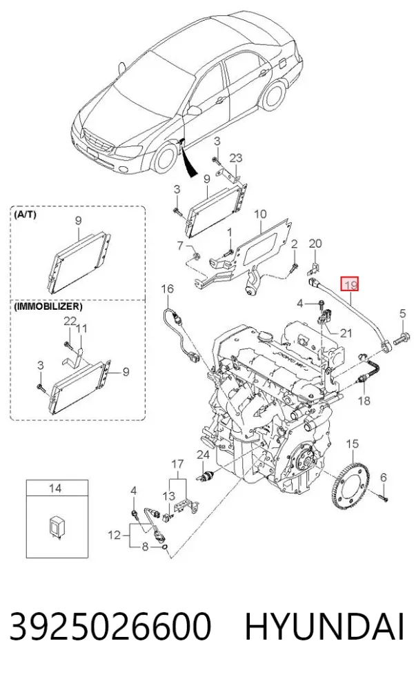 Sensor de detonação 3925026600 Hyundai/Kia
