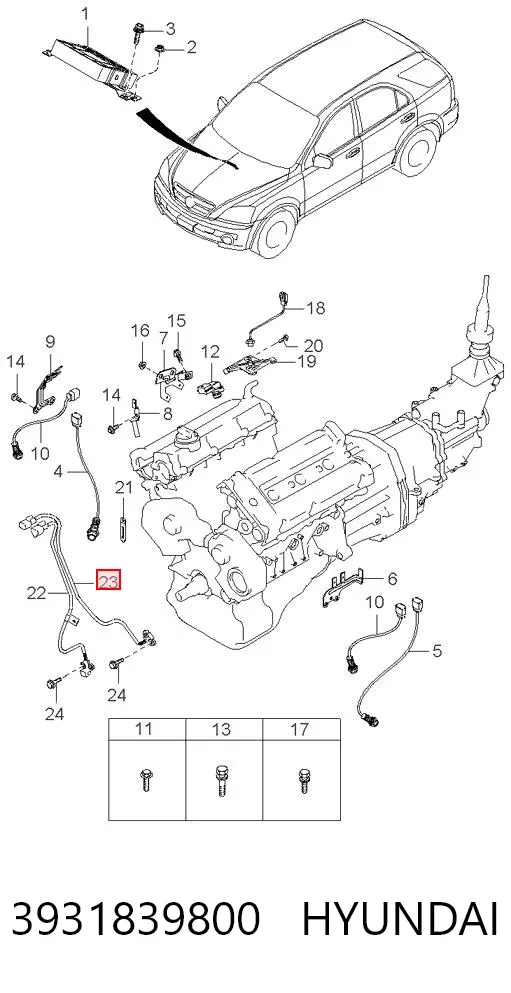 Sensor de posição da árvore distribuidora 3931839800 Hyundai/Kia