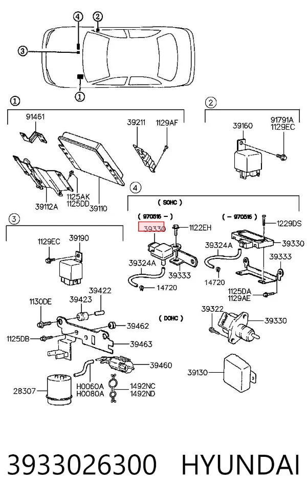 Sensor de pressão no coletor de admissão, MAP 3933026300 Hyundai/Kia