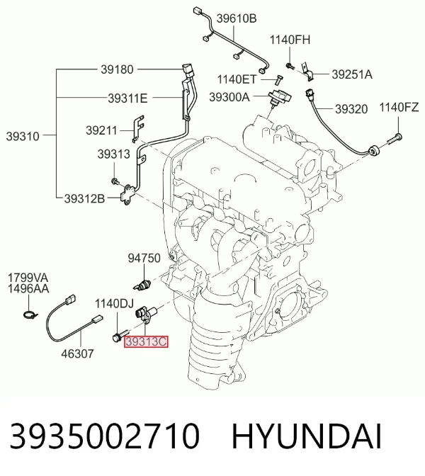 Sensor de posição da árvore distribuidora 3935002710 Hyundai/Kia