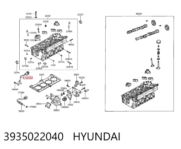 Sensor de posição da árvore distribuidora 3935022040 Hyundai/Kia