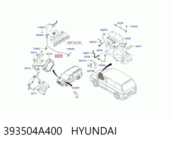 Sensor de posição da árvore distribuidora 393504A400 Hyundai/Kia