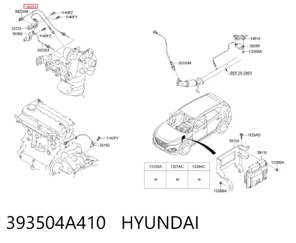Sonda lambda, sensor de oxigênio 393504A410 Hyundai/Kia