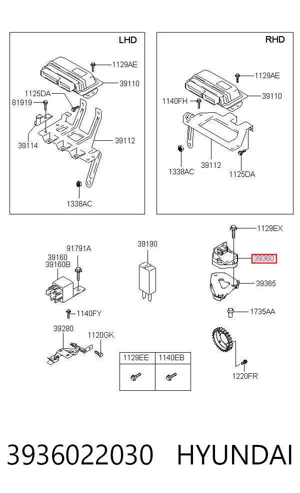 Sensor de posição de pedal de acelerador (de gás) 3936022030 Hyundai/Kia