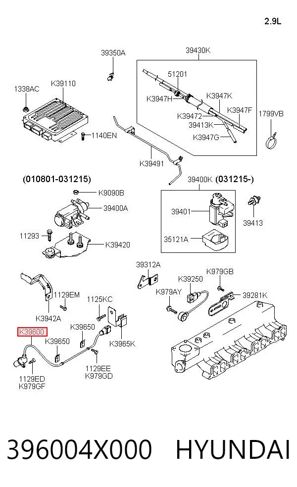 Sensor de posição (de revoluções) de cambota 396004X000 Hyundai/Kia