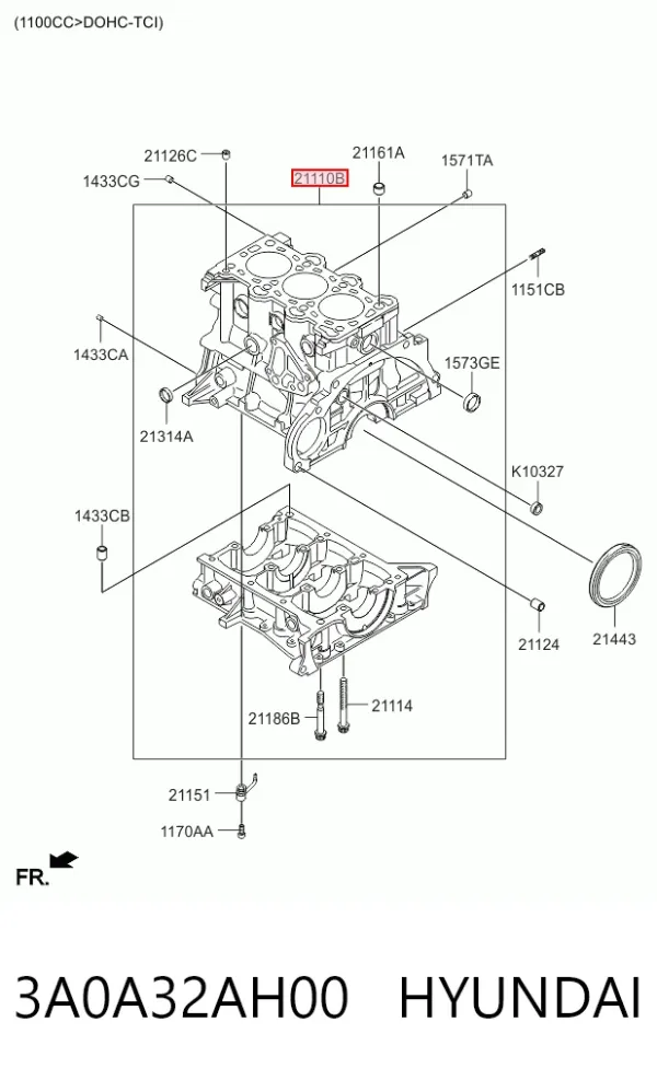 Bloco de cilindros de motor 3A0A32AH00 Hyundai/Kia