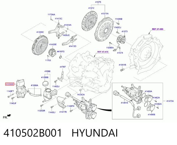 Atuador de embraiagem 410502B001 Hyundai/Kia