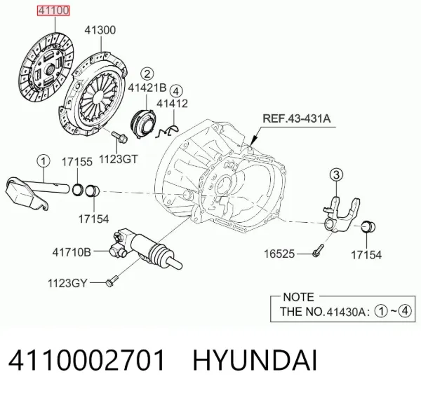 Disco de embraiagem 4110002701 Hyundai/Kia