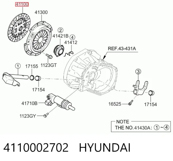 Disco de embraiagem 4110002702 Hyundai/Kia