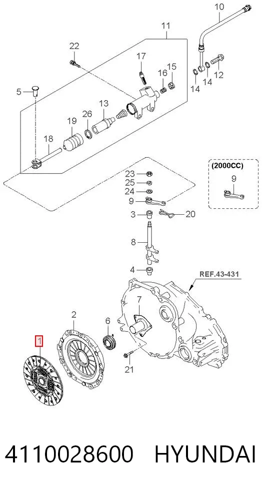 Disco de embraiagem 4110028600 Hyundai/Kia
