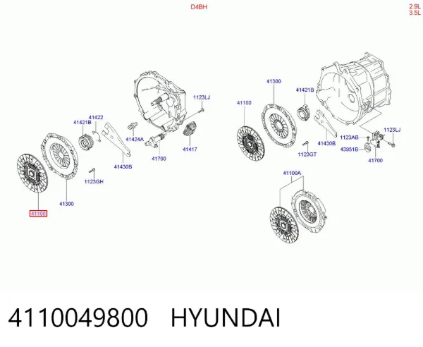 Disco de embraiagem 4110049800 Hyundai/Kia