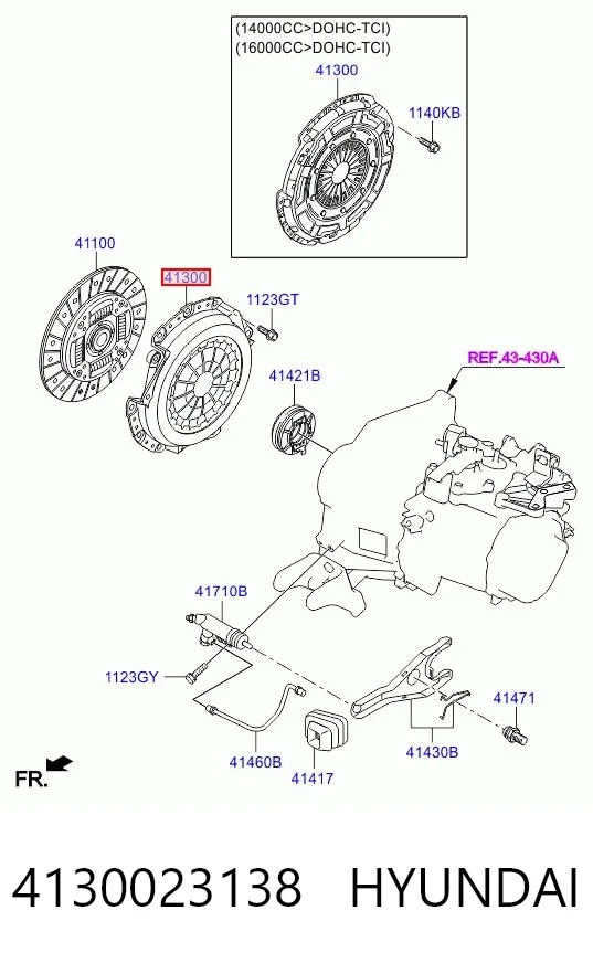 Cesta de embraiagem 4130023138 Hyundai/Kia