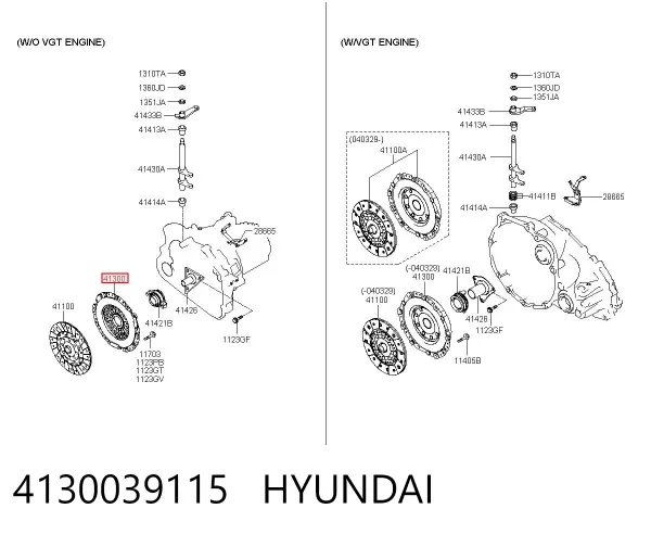 Cesta de embraiagem 4130039115 Hyundai/Kia