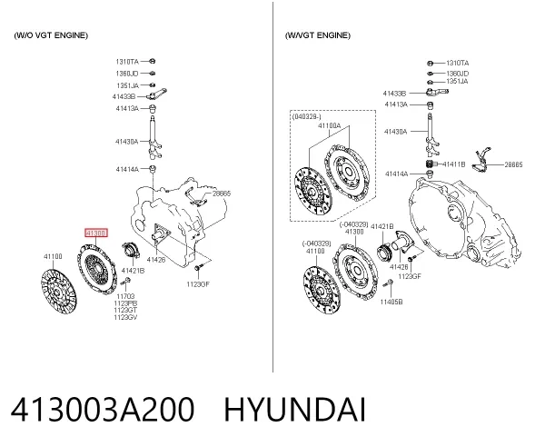 Kit de embraiagem (3 peças) 413003A200 Hyundai/Kia