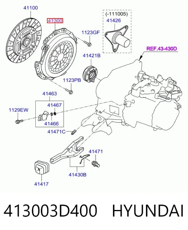 Cesta de embraiagem 413003D400 Hyundai/Kia