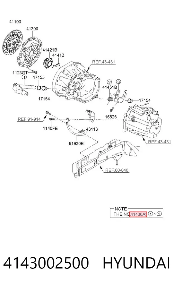 Forquilha de embraiagem 4143002500 Hyundai/Kia