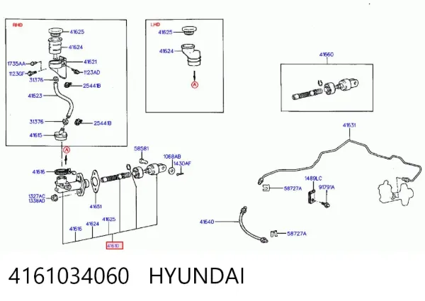 Cilindro mestre de embraiagem 4161034060 Hyundai/Kia