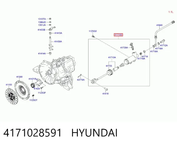 Cilindro de trabalho de embraiagem 4171028591 Hyundai/Kia