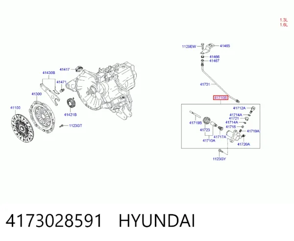 Cilindro de trabalho de embraiagem 4173028591 Hyundai/Kia