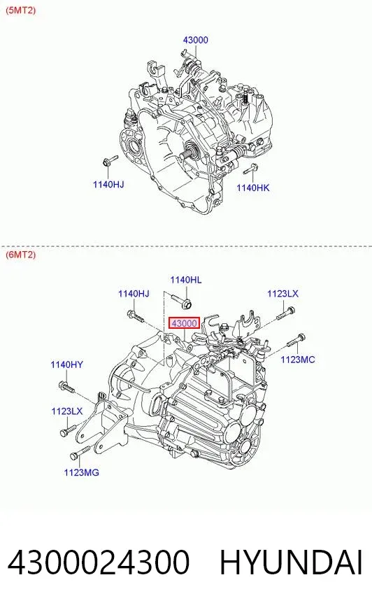 Caixa de Mudança montada (caixa mecânica de velocidades) 4300024300 Hyundai/Kia
