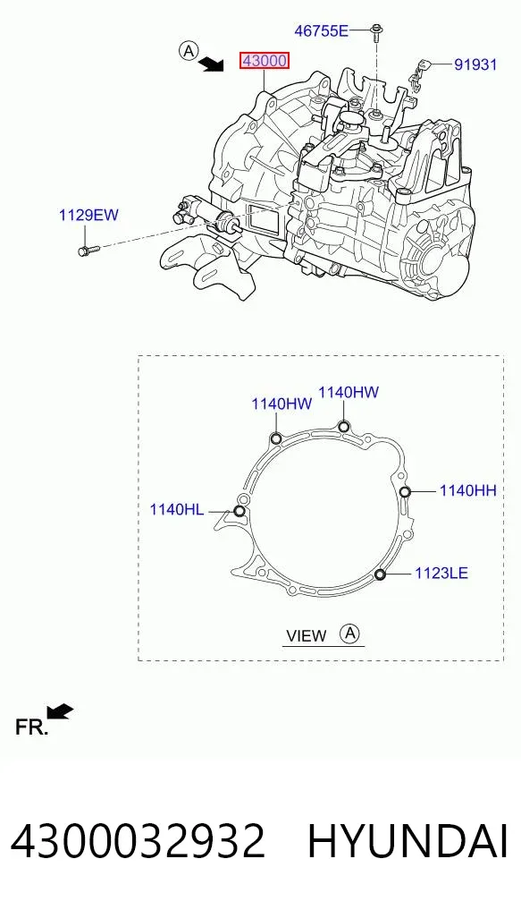 Caixa de Mudança montada (caixa mecânica de velocidades) 4300032932 Hyundai/Kia