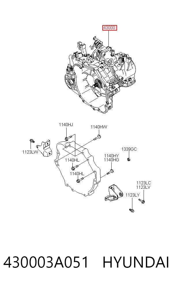 Caixa de Mudança montada (caixa mecânica de velocidades) 430003A051 Hyundai/Kia