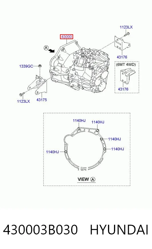 Caixa de Mudança montada (caixa mecânica de velocidades) 430003B030 Hyundai/Kia