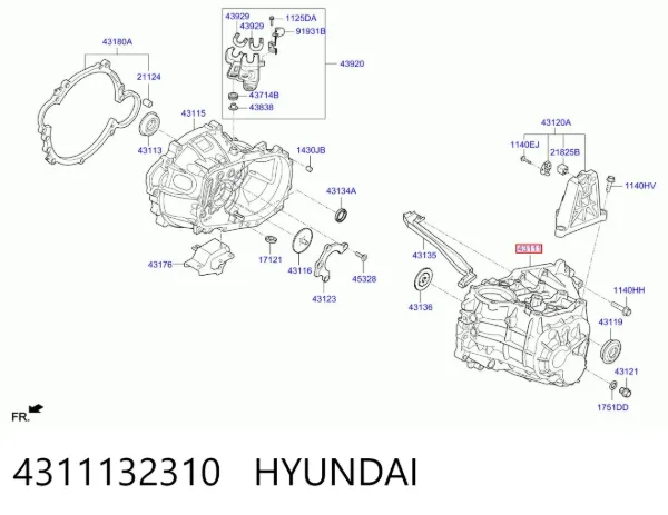 Caixa de Mudança montada (caixa mecânica de velocidades) 4311132310 Hyundai/Kia
