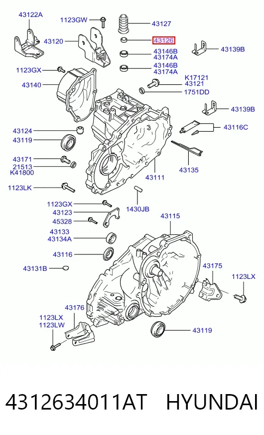 Vedação da haste de mudança da caixa de mudança 4312634011AT Hyundai/Kia