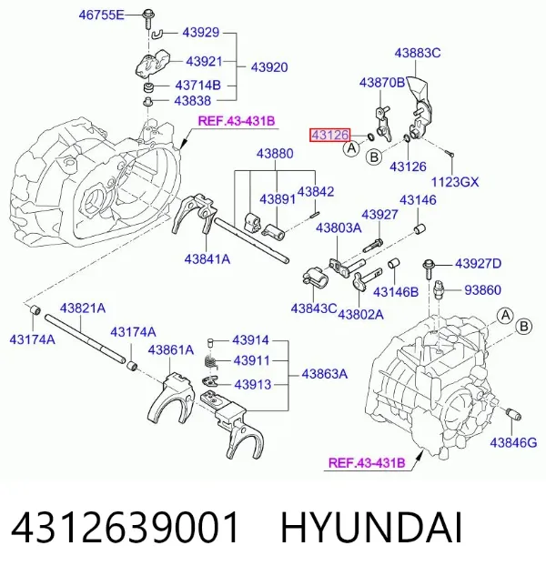 Bucim de ligação de mudança 4312639001 Hyundai/Kia