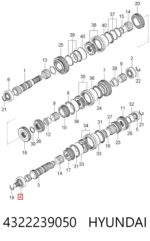 Rolamento da árvore primária da Caixa de Mudança 4322239050 Hyundai/Kia