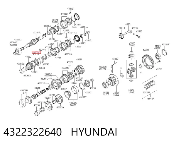 Rolamento da árvore primária da Caixa de Mudança 4322322640 Hyundai/Kia