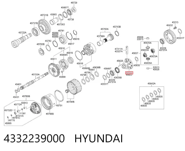 Caixa de diferencial do eixo dianteiro, de satélites 4332239000 Hyundai/Kia