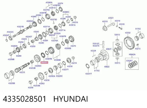 Anel de sincronizador 4335028501 Hyundai/Kia