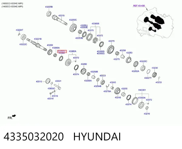 Anel de sincronizador 4335032020 Hyundai/Kia