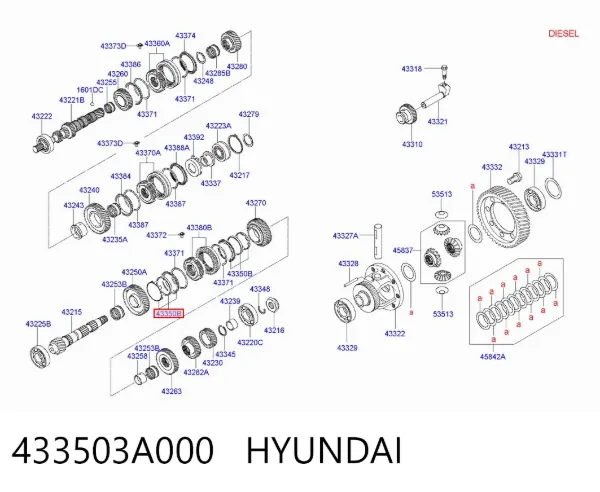 Anel de sincronizador 433503A000 Hyundai/Kia