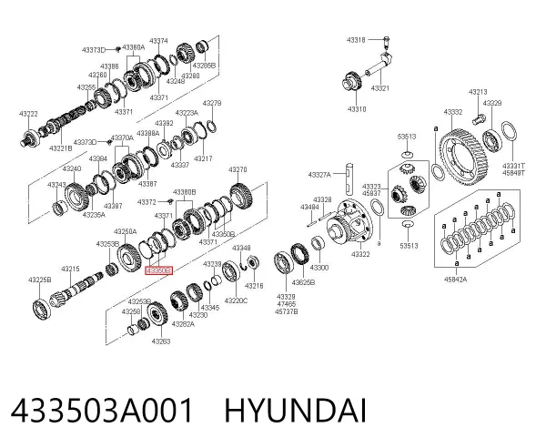 Anel de sincronizador 433503A001 Hyundai/Kia