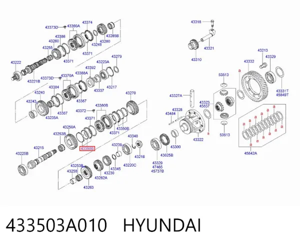 Anel de sincronizador 433503A010 Hyundai/Kia