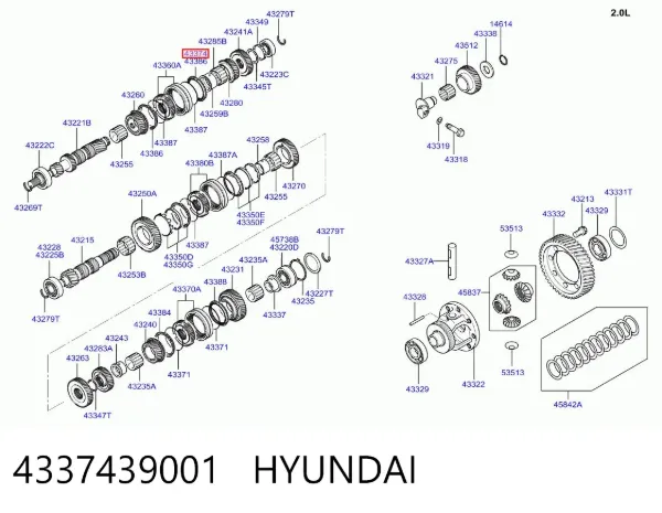 Anel de sincronizador 4337439001 Hyundai/Kia